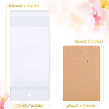 ovsor Earring Display Cards - 3.5 x 2.4 Inches Earring Cards with Packaging Bags for Earrings Necklace Jewelry Cards