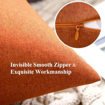 MIULEE Pack of 2 Decorative Outdoor Solid Waterproof Throw Pillow Covers Polyester Linen Garden Farmhouse Cushion Cases for Patio Tent Balcony Couch Sofa 18x18 inch Orange