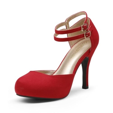 DREAM PAIRS OFFICE-02 Women's Classy Mary Jane Double Ankle Strap High Heel Pumps