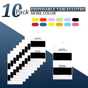 Showgeous 10 PCS Striped Tablecloth Plastic Stripe Table Cover Classic Black and White Striped Waterproof Rectangle Tablecloth for Indoor Outdoor Events Banquet Party Holiday Picnic (54 x 108 Inch)