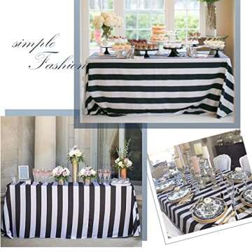 Showgeous 10 PCS Striped Tablecloth Plastic Stripe Table Cover Classic Black and White Striped Waterproof Rectangle Tablecloth for Indoor Outdoor Events Banquet Party Holiday Picnic (54 x 108 Inch)