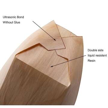 Sanxian Wood Boat Plates - Disposable & Elegant 100 Pack