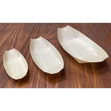 Sanxian Wood Boat Plates - Disposable & Elegant 100 Pack