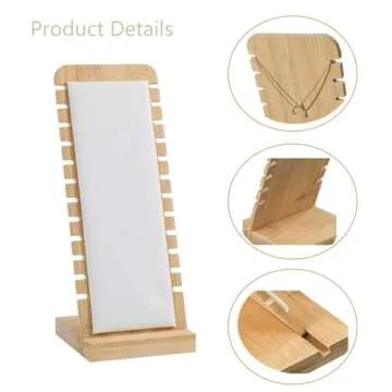 TANG SONG Bamboo Leather Necklace Display Stand Organizer