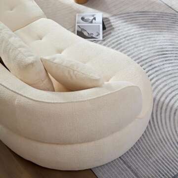 Modular Sectional Curved Sofa, 109 Inch Boucle Fabric Upholstered Sofa Couch, Oversized Modern 3 Seater Minimalist Comfy Deep Seat Sofas Set for Living Room, Home Office, Bedroom, Apartment, Beige