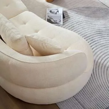 Modular Sectional Curved Sofa, 109 Inch Boucle Fabric Upholstered Sofa Couch, Oversized Modern 3 Seater Minimalist Comfy Deep Seat Sofas Set for Living Room, Home Office, Bedroom, Apartment, Beige