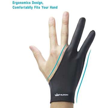 HUION Artist Glove for Drawing Tablet (1 Unit of Free Size, Good for Right Hand or Left Hand) - Cura CR-01