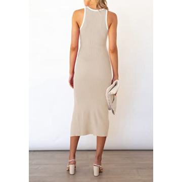 Pink Queen Women's Sexy Sleeveless Bodycon Dress Elegant Stretchy