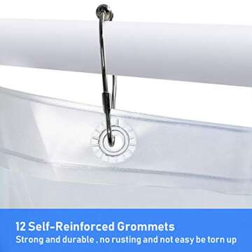 AMAZINCATS Clear Shower Curtain Liner with Rustproof Grommets and Magnetic Hem, Waterproof Stall Liner, Rust Proof Holes,Heavy Duty, Long Curtain for Bathroom Shower and Bathtubs