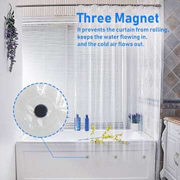 AMAZINCATS Clear Shower Curtain Liner with Rustproof Grommets and Magnetic Hem, Waterproof Stall Liner, Rust Proof Holes,Heavy Duty, Long Curtain for Bathroom Shower and Bathtubs
