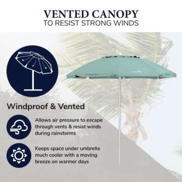 CARIBBEAN JOE Adjustable Beach Umbrella with UV Protection