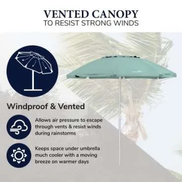 CARIBBEAN JOE Adjustable Beach Umbrella with UV Protection