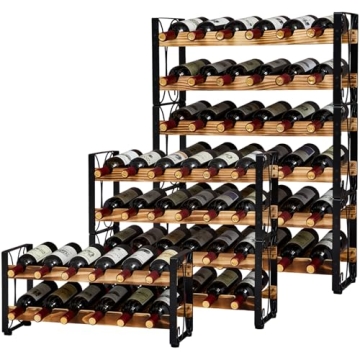 X-cosrack Stackable Rustic 36 Bottle Wine Rack, Freestanding Floor Wine Holder Stand Can Used Separa...