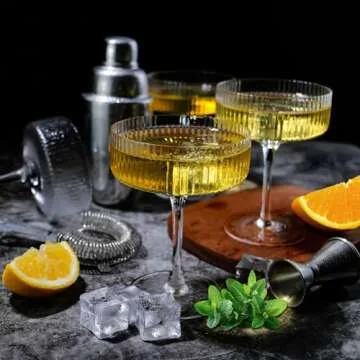 YOUKI Martini Glasses Set of 4 - Perfect Cocktail Glassware