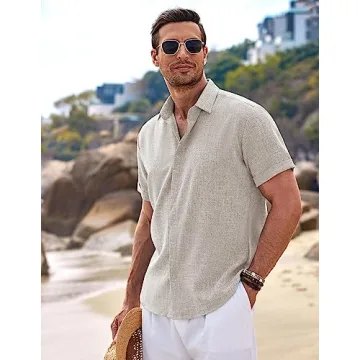 COOFANDY Men's Summer Linen Shirt - Lightweight Stylish Essential