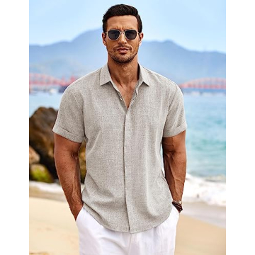 COOFANDY Men's Summer Linen Shirt - Lightweight Stylish Essential