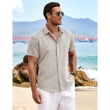 COOFANDY Men's Summer Linen Shirt - Lightweight Stylish Essential