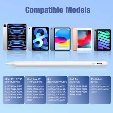 Stylus Pen for iPad,10 Mins Quick Charge Active Pencil for iPad 2018-2024,Palm Rejection Tilt Sensor...