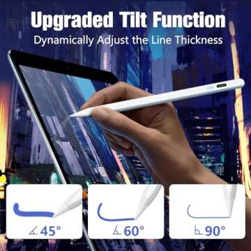 Stylus Pen for iPad,10 Mins Quick Charge Active Pencil for iPad 2018-2024,Palm Rejection Tilt Sensor Magnetic Pen Compatible W/iPad Pro 12.9&11", iPad 6/7/8/9/10, iPad Air 3/4/5, iPad mini5/6(7Nibs)
