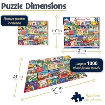 White Mountain Christmas Carols Christmas Puzzles 1000 Pieces Collage Winter Jigsaw Puzzle for Adults and Family
