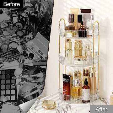Weidace 360 Rotating Makeup Organizer for Vanity, Bathroom Countertop Organizer Spinning Perfume Org...