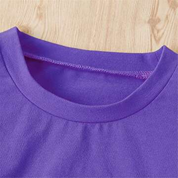 Betusline Girls Cute Outfits, 2 Pieces Pullover Crop Tops + Black Pants Cropped Playwear Clothing Sets, Purple Black, 7-8 Years