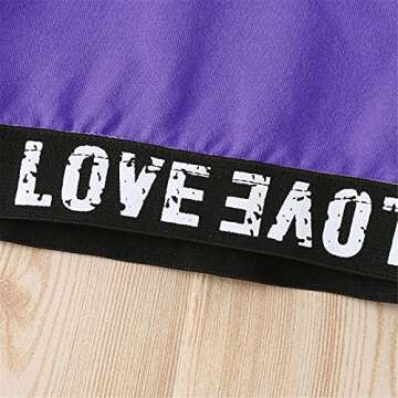 Betusline Girls Cute Outfits, 2 Pieces Pullover Crop Tops + Black Pants Cropped Playwear Clothing Sets, Purple Black, 7-8 Years