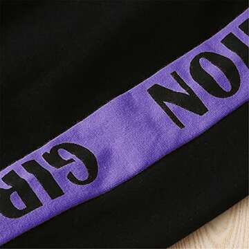 Betusline Girls Cute Outfits, 2 Pieces Pullover Crop Tops + Black Pants Cropped Playwear Clothing Sets, Purple Black, 7-8 Years