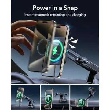 ESR for MagSafe Car Mount Charger, for MagSafe Car Charger, Dashboard/Windshield Magnetic Wireless Car Charger, 360° Rotation, Magnetic Car Phone Holder for iPhone 16/15/14/13/12, S25, Fast Charging