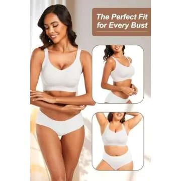 Vertvie Women's Seamless Wireless Push Up Bras with Support and Lift No Underwire Bralettes Full Coverage Sport Everyday Bra (White,Small)