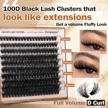 Fluffy Eyelash Extension Kit Volume Lash Clusters Kit 10-18mm Individual Lashes Clusters 100D DIY La...