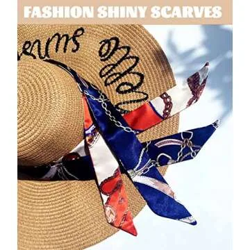 Kcctoo 2Pack Blue Fashion Scarves for Women - Handbag & Hair Accessories