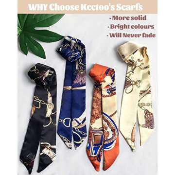 Kcctoo 2Pack Blue Scarfs - Versatile Handbag & Hair Accessories
