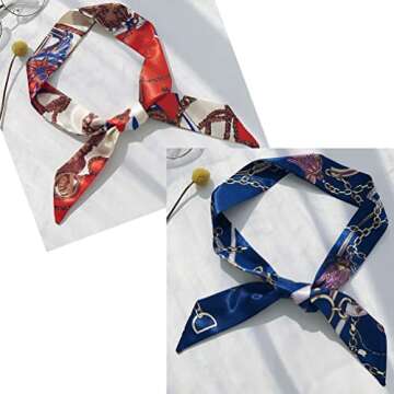 Kcctoo 2Pack Blue Scarfs - Versatile Handbag & Hair Accessories