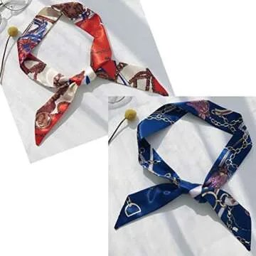 Kcctoo 2Pack Blue Scarfs - Versatile Handbag & Hair Accessories