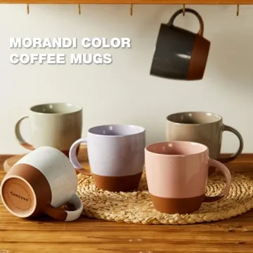 Morandi Color Ceramic Coffee Mugs Set of 6 - 18 oz Cups