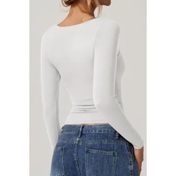 QINSEN Stylish Sweetheart Neck Long Sleeve Crop Top