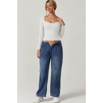 QINSEN Stylish Sweetheart Neck Long Sleeve Crop Top