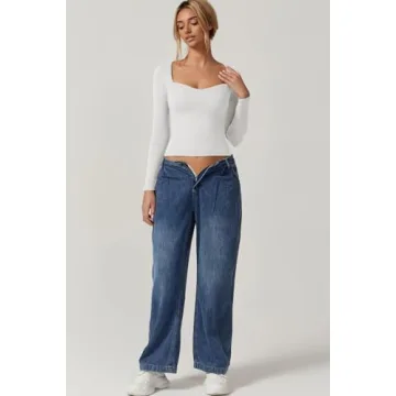 QINSEN Stylish Sweetheart Neck Long Sleeve Crop Top