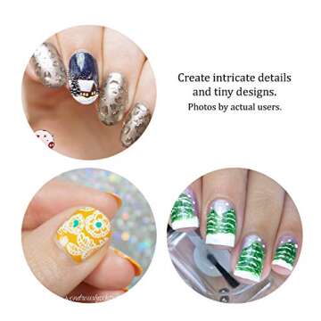 Winstonia Super Fine Nail Art Brush Set for Thin Lines, Tiny Details, Fine Drawing, Delicate Coloring. 3 pcs Brushes Kit - BERRY WINE