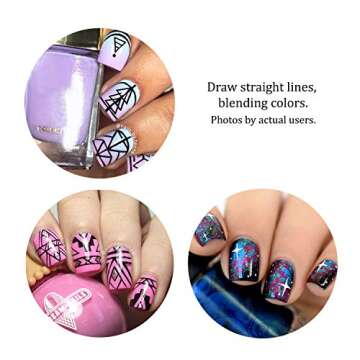 Winstonia Super Fine Nail Art Brush Set for Thin Lines, Tiny Details, Fine Drawing, Delicate Coloring. 3 pcs Brushes Kit - BERRY WINE