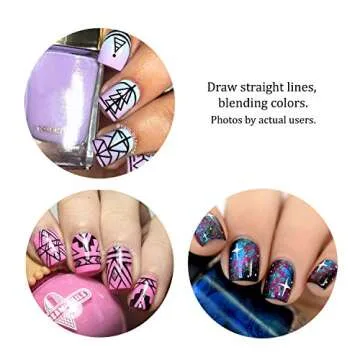 Winstonia Super Fine Nail Art Brush Set for Thin Lines, Tiny Details, Fine Drawing, Delicate Coloring. 3 pcs Brushes Kit - BERRY WINE