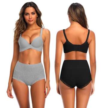 OPIBOO Tummy Control Women's Underwear - Soft Cotton Stretch Briefs Multipack