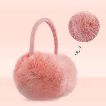POXIMI Fleece-Lined Adjustable Winter Earmuffs with Bow