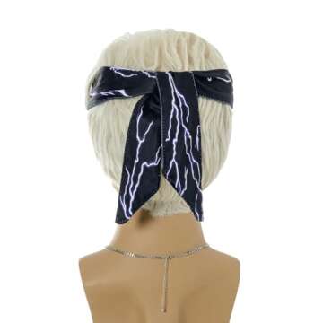 FYXZHUO Men’s Blonde Male Short Layered Wig with Bandanas, Glasses and Necklace Halloween Cosplay Costume Party Natural Hair Wigs