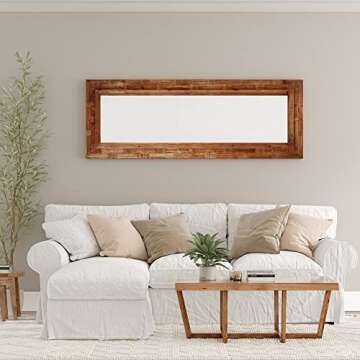 Barnyard Designs 23x64 Leaner Floor Mirror Full Length, Large Rustic Wall Mirror Free Standing, Leaning Hanging Wood Mirror Full Size, Farmhouse Decor Long Mirror Bedroom Living Room, Brown