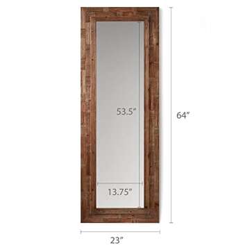 Barnyard Designs 23x64 Leaner Floor Mirror Full Length, Large Rustic Wall Mirror Free Standing, Leaning Hanging Wood Mirror Full Size, Farmhouse Decor Long Mirror Bedroom Living Room, Brown