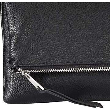 The Drop Women's Southampton Zipper Foldover Clutch, Black, One Size