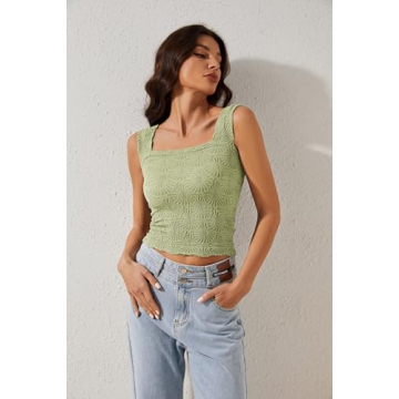 Trendy Square Neck Crop Tank Top for Stylish Women