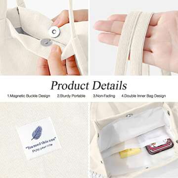 LHMTQVK Corduroy Tote Bags for Women, Large Capacity Corduroy Bag Reusable Grocery Shoulder Bag with Inner Pockets (Beige)